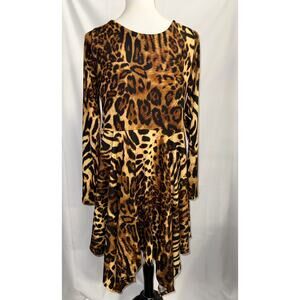 Women's Plus Size Leopard Long Sleeve Dress - Size 2X